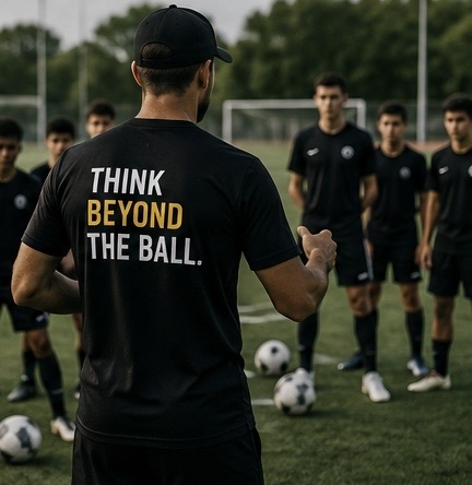 Coach teaching players to think beyond the ball